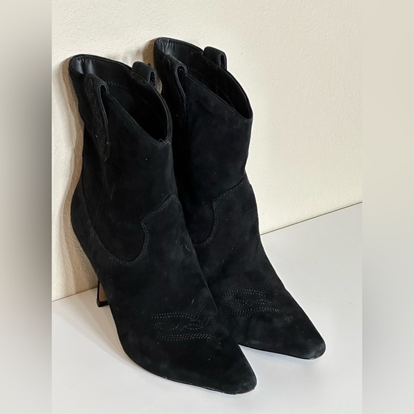 Sam Edelman Moe Western Boot Women’s 8.5 Cowgirl Suede Western Black - Picture 1 of 12